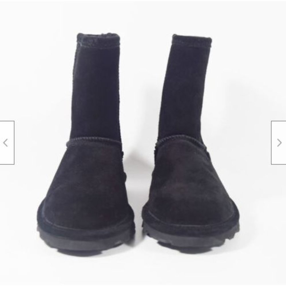 Bearpaw Elle Youth Black Suede Wool Blend Lining Pull On Calf Boot Sz 4 - Picture 2 of 5